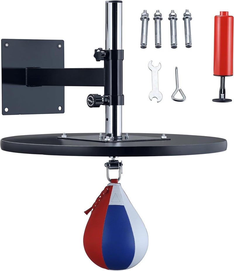 Soozier Speed Bag Boxing Punching Bag with Height Adjustable, Wall Mount Door Speed Bag, Martial Arts, MMA, and Boxing Equipment for Home Training, 9" H x 7" Dia. - Image 1